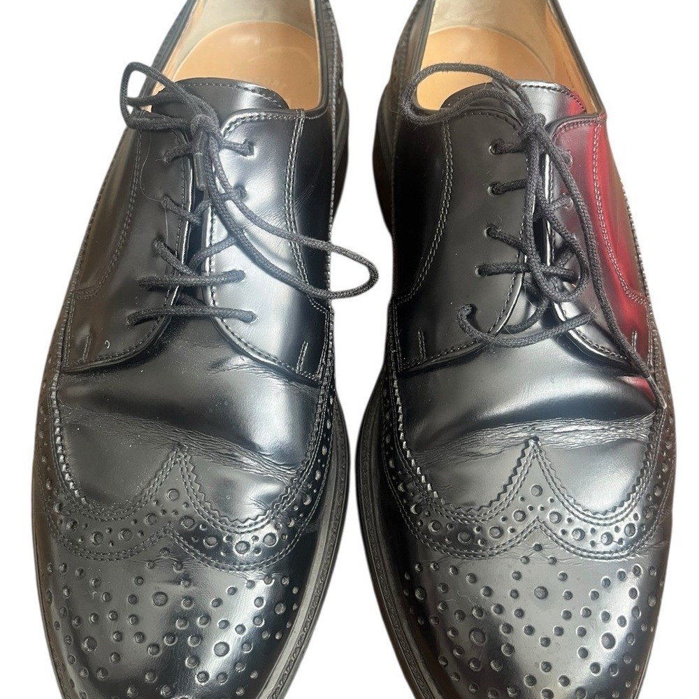 APOLLO WERTVOLLE HANDARBEIT mens Oxford LEATHER SHOES size 8 brogues black - Picture 2 of 6